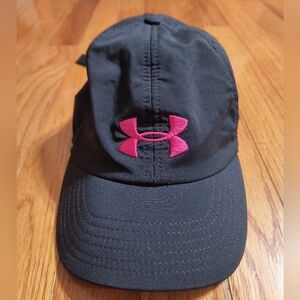 Women's under armour baseball cap hat, black and fuchsia, OS